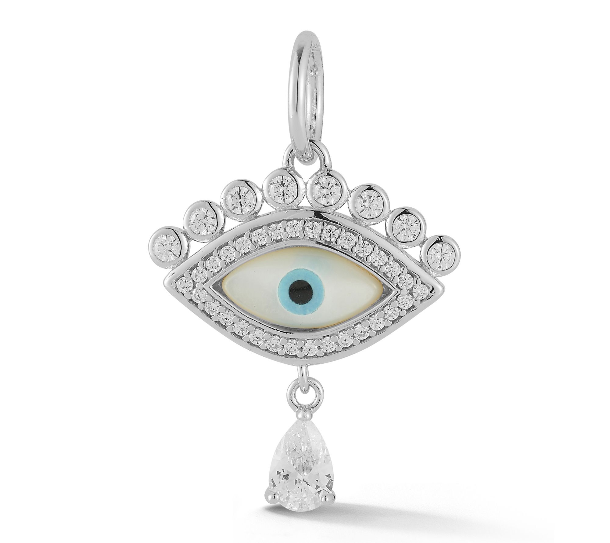 Sterlina Silver Mother of Pearl Evil Eye Pendant, Sterling
