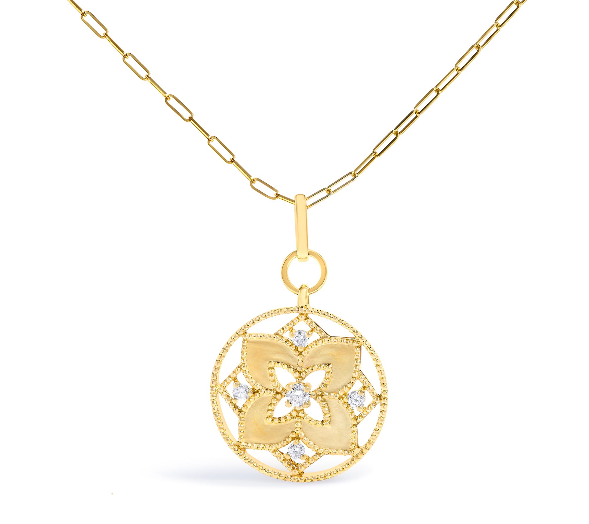 Haus of Brilliance Diamond Medallion Necklace, 14K