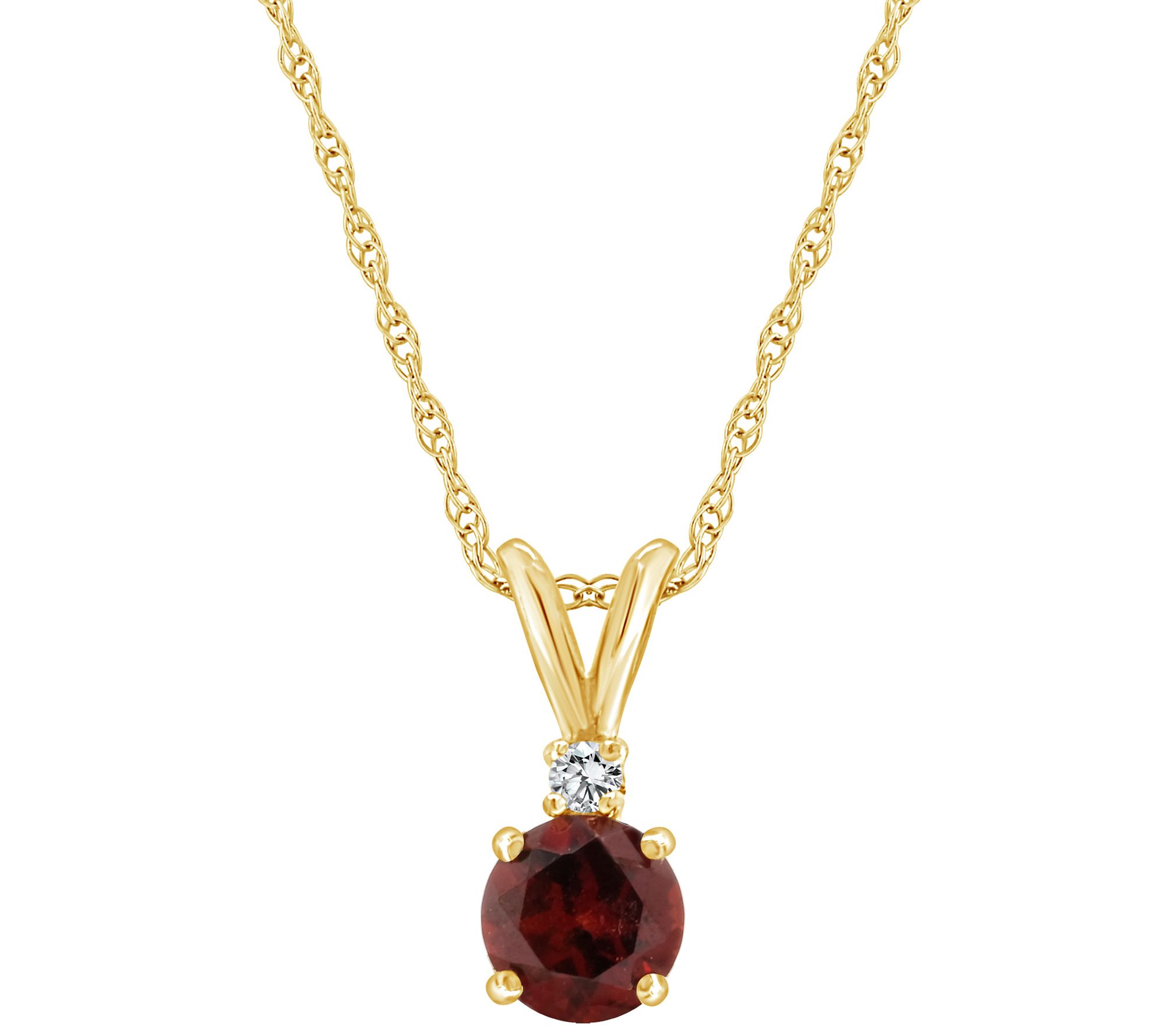 14K 6mm Semi-Precious Gemstone Diamond Accent Pendant w/ Chai