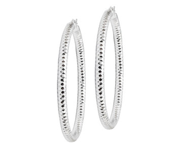 Sterling Diamond-Cut 2" Hoop Earrings - J478795
