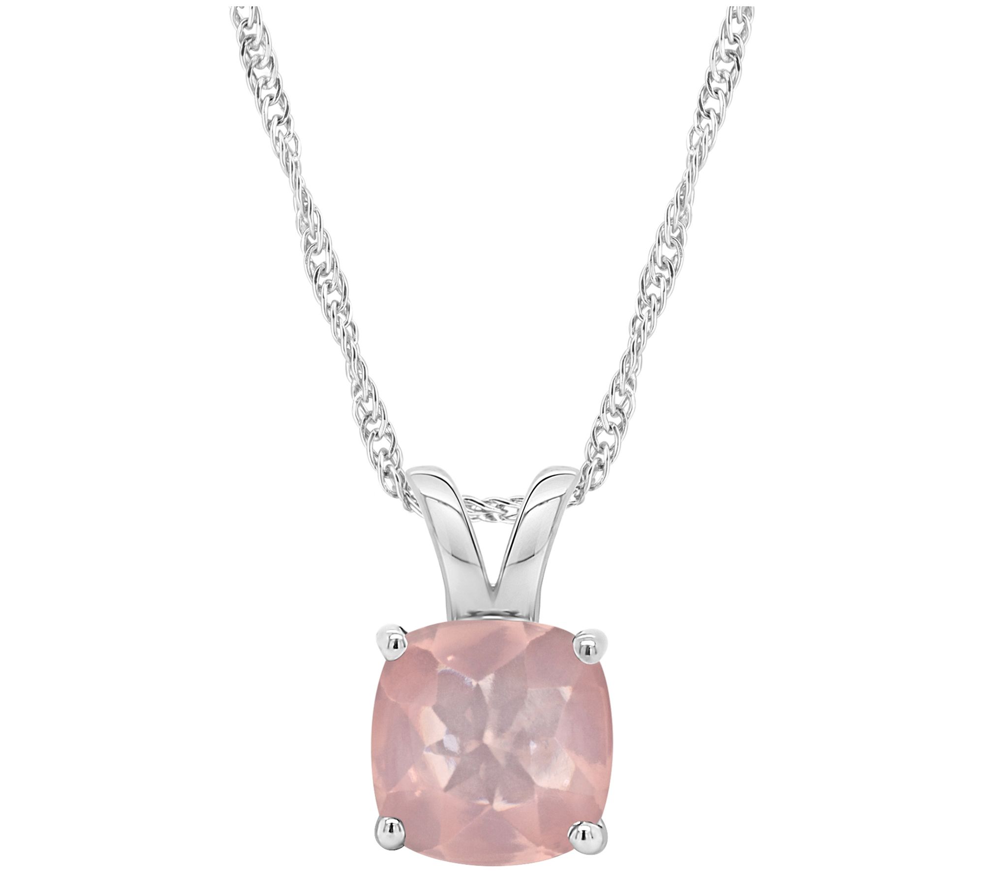 Sterling Silver Cushion-Cut Gemstone Pendant w/18" Chain