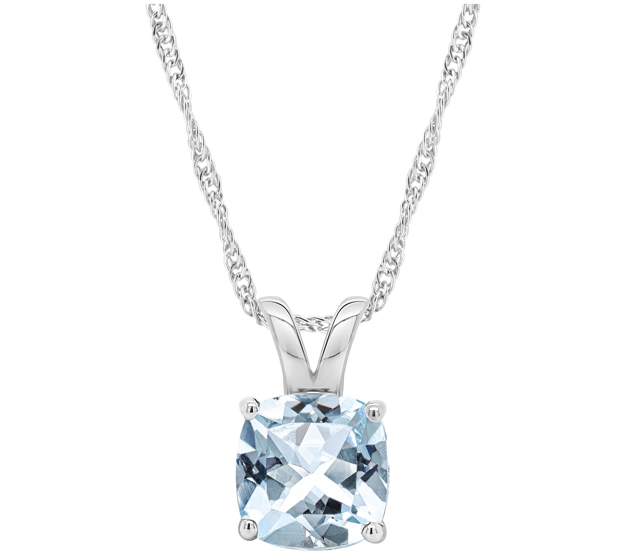 Sterling Silver Cushion-Cut Gemstone Pendant w/18" Chain