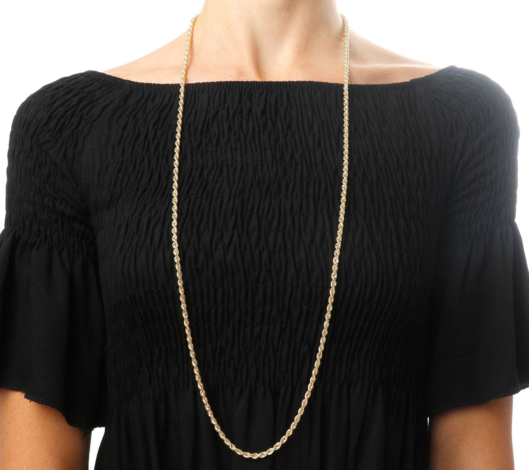 Italian Gold 36" Rope Chain Necklace, 14K 11.0g