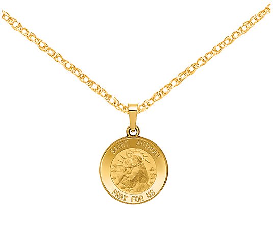 14K Gold St. Anthony Medal Pendant with Chain