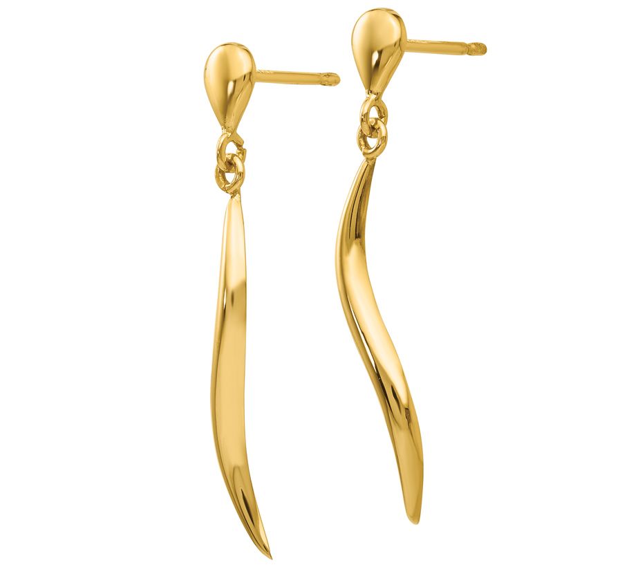 14K Gold Polished Dangle Earrings - QVC.com
