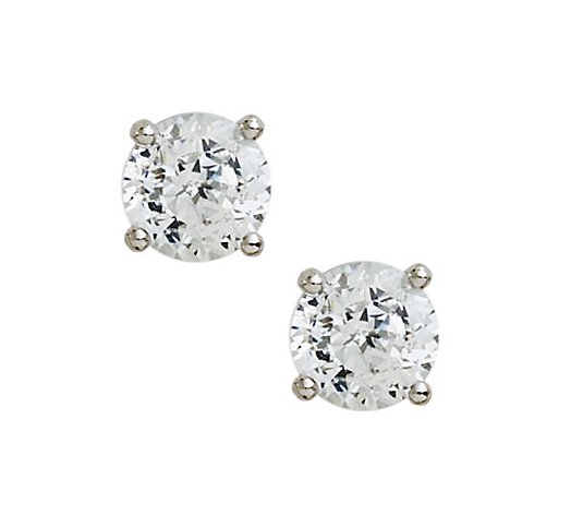 Diamonique 100-Facet Round Stud Earrings, Platinum Clad