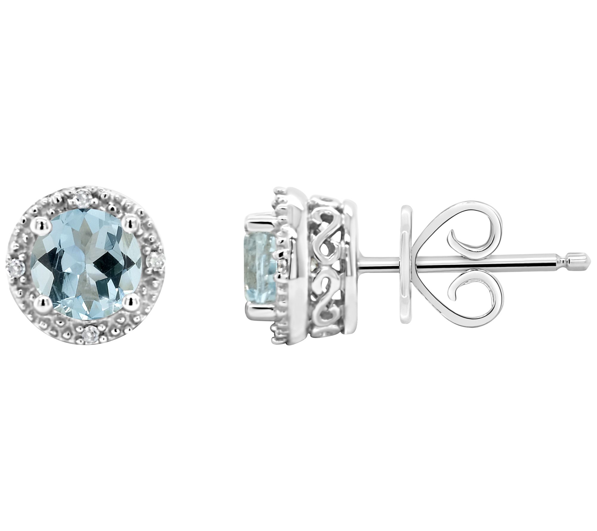 Sterling Birthstone Fancy Stud Earrings with Diamond Accents