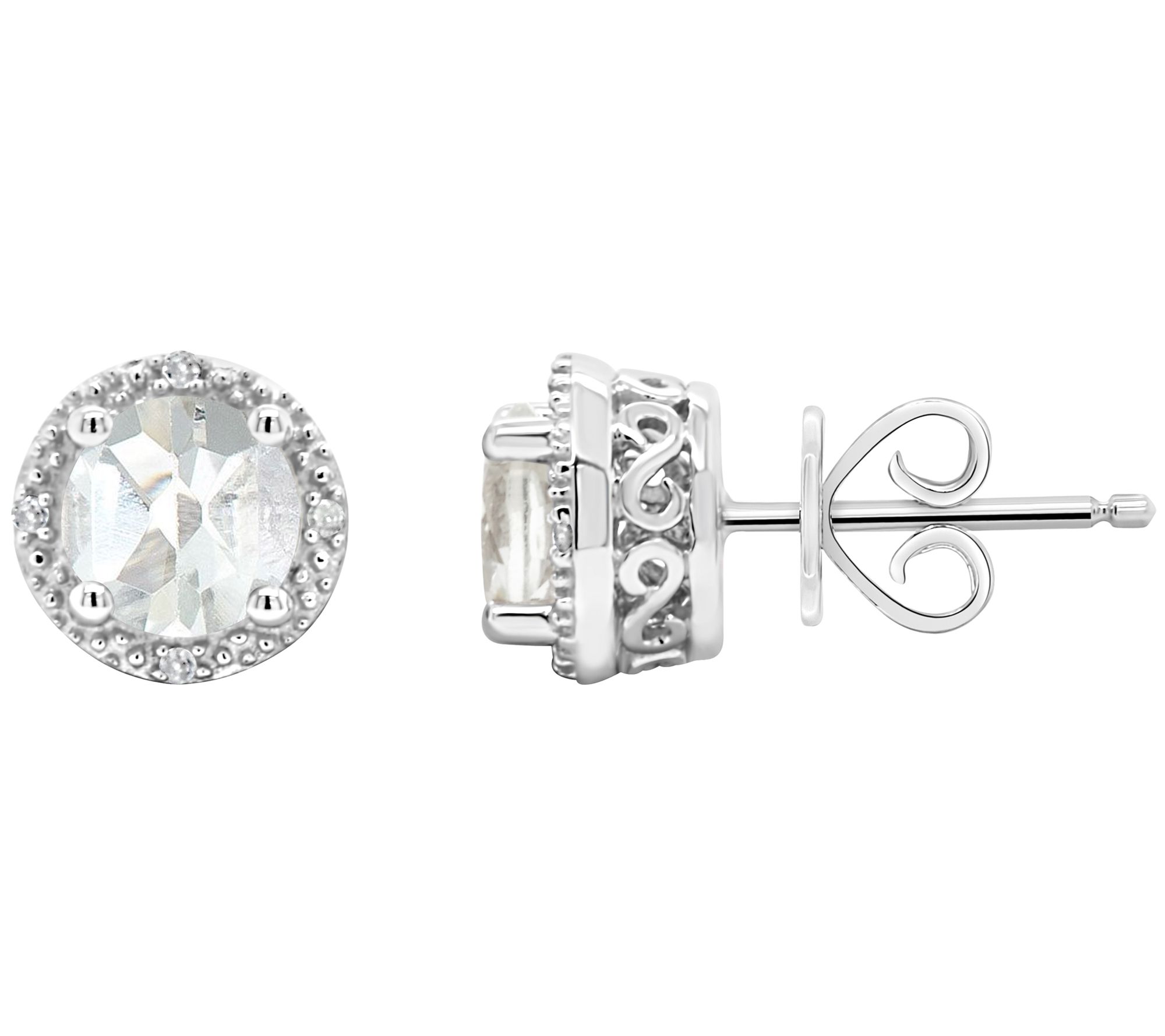Sterling Birthstone Fancy Stud Earrings with Diamond Accents