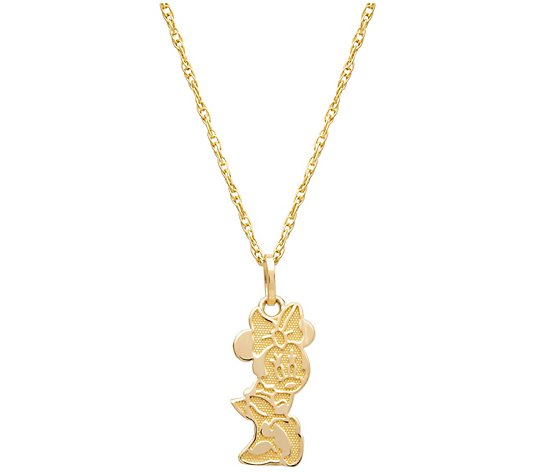Disney Minnie Mouse Pendant with Chain, 14K Gold