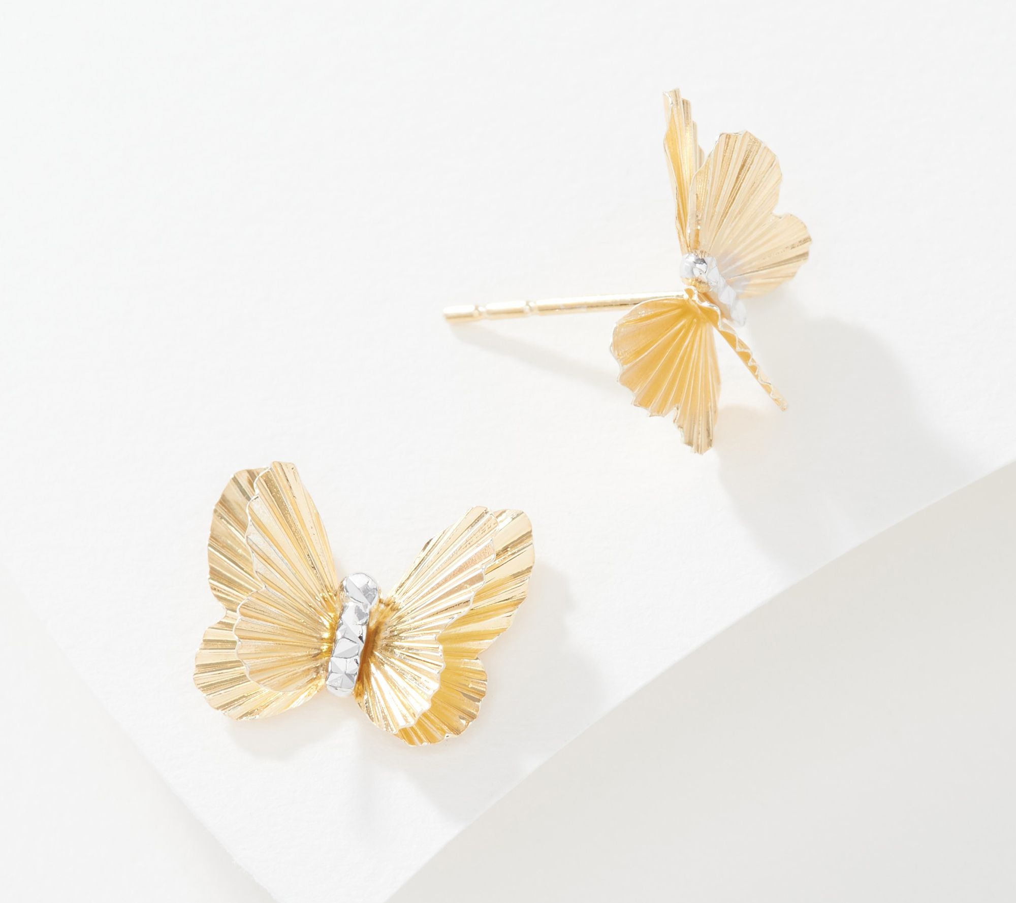 Adorna 26K Gold Dimensional Butterfly Stud Earrings - QVC.com