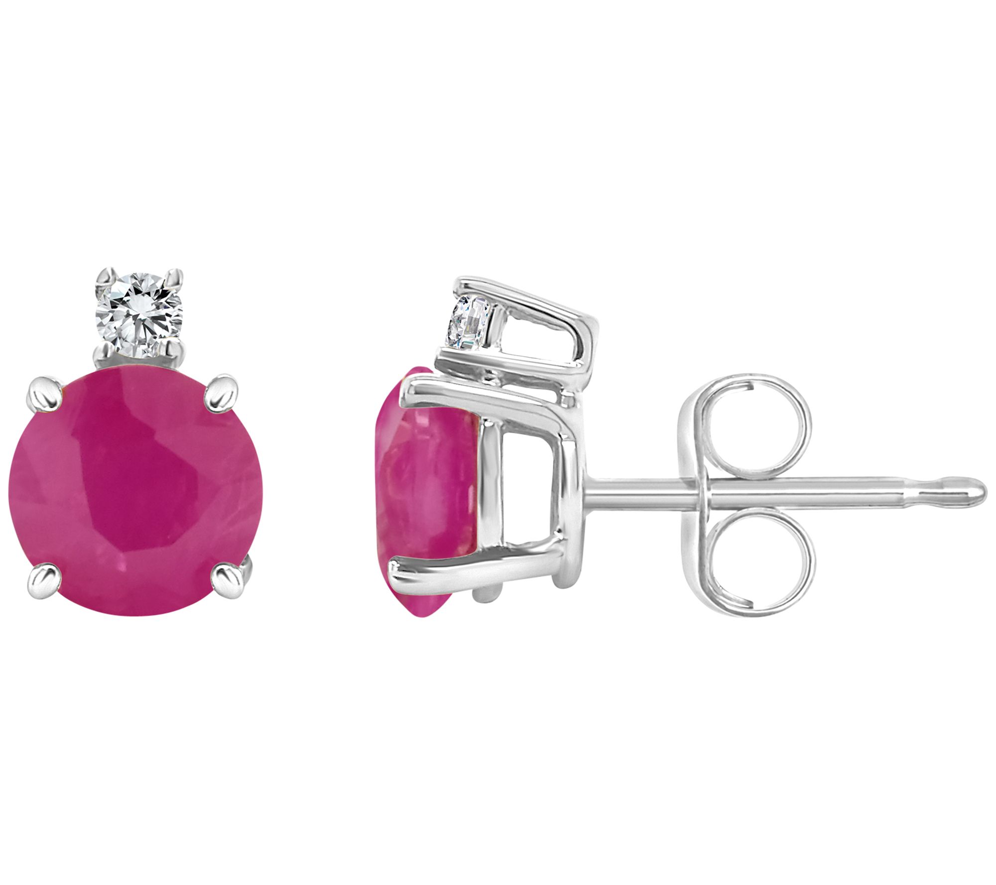 14K Gold 1.30 cttw Ruby & Diamond Accent Stud Earrings