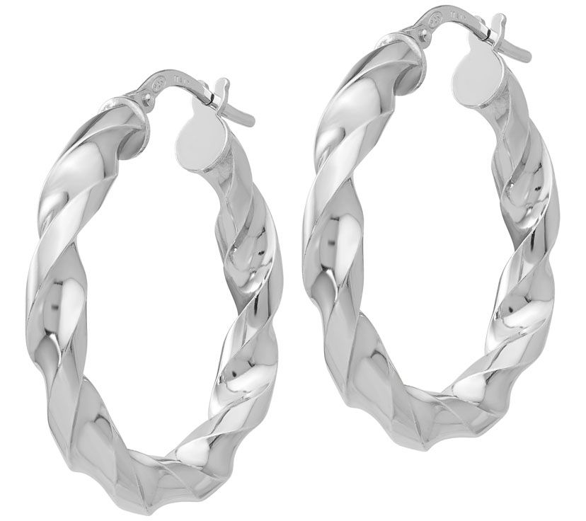 Italian Silver Twisted Hoops, Sterling - QVC.com