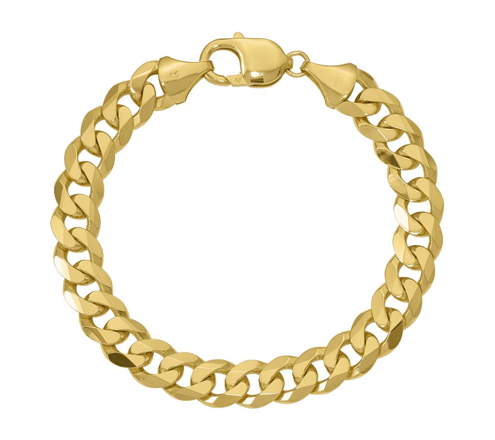 14K Gold 8" Beveled Curb Link Bracelet, 30.9g
