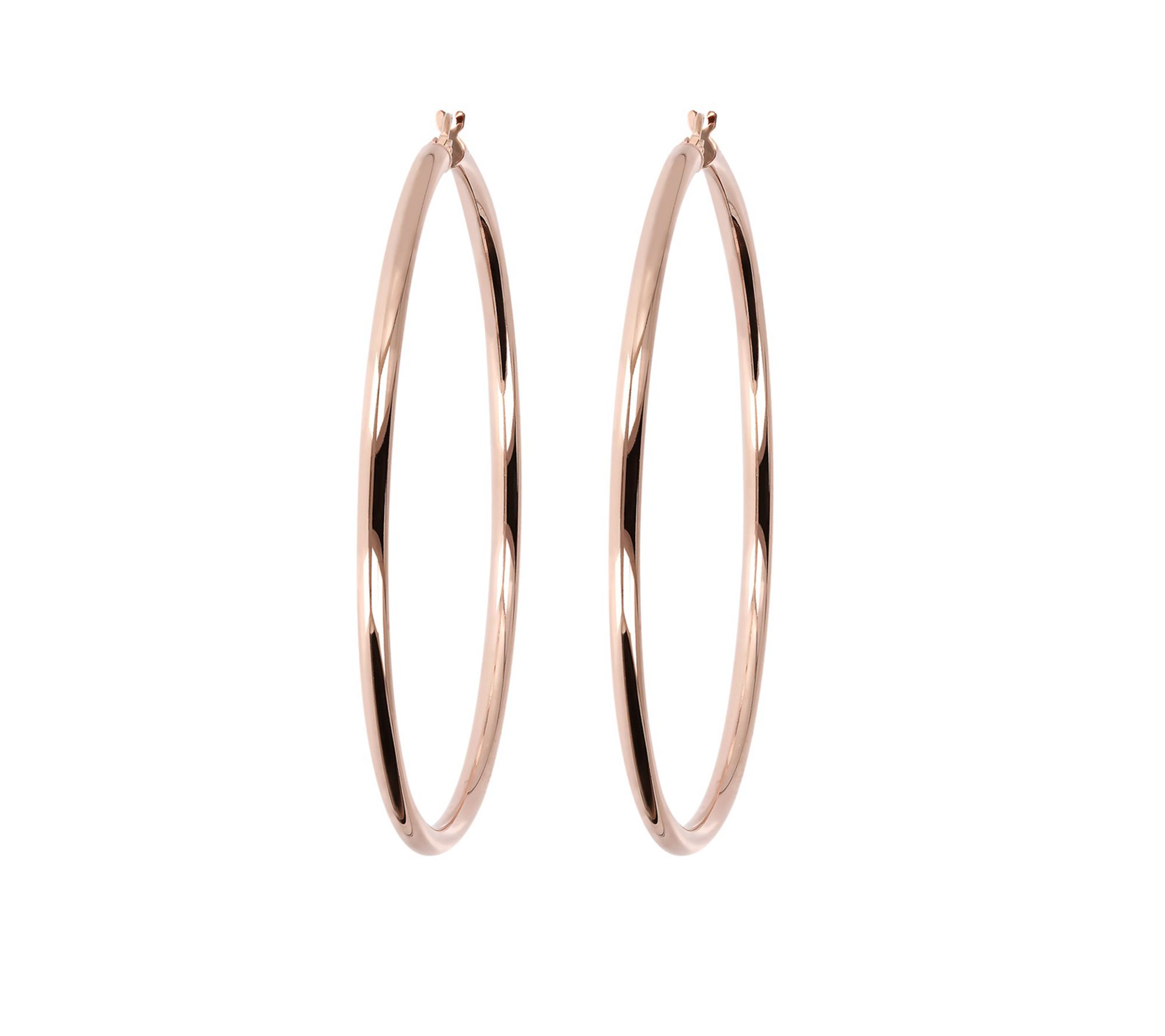 Italian Silver 2-1/2" Round Polished Hoop Earrings, Sterling