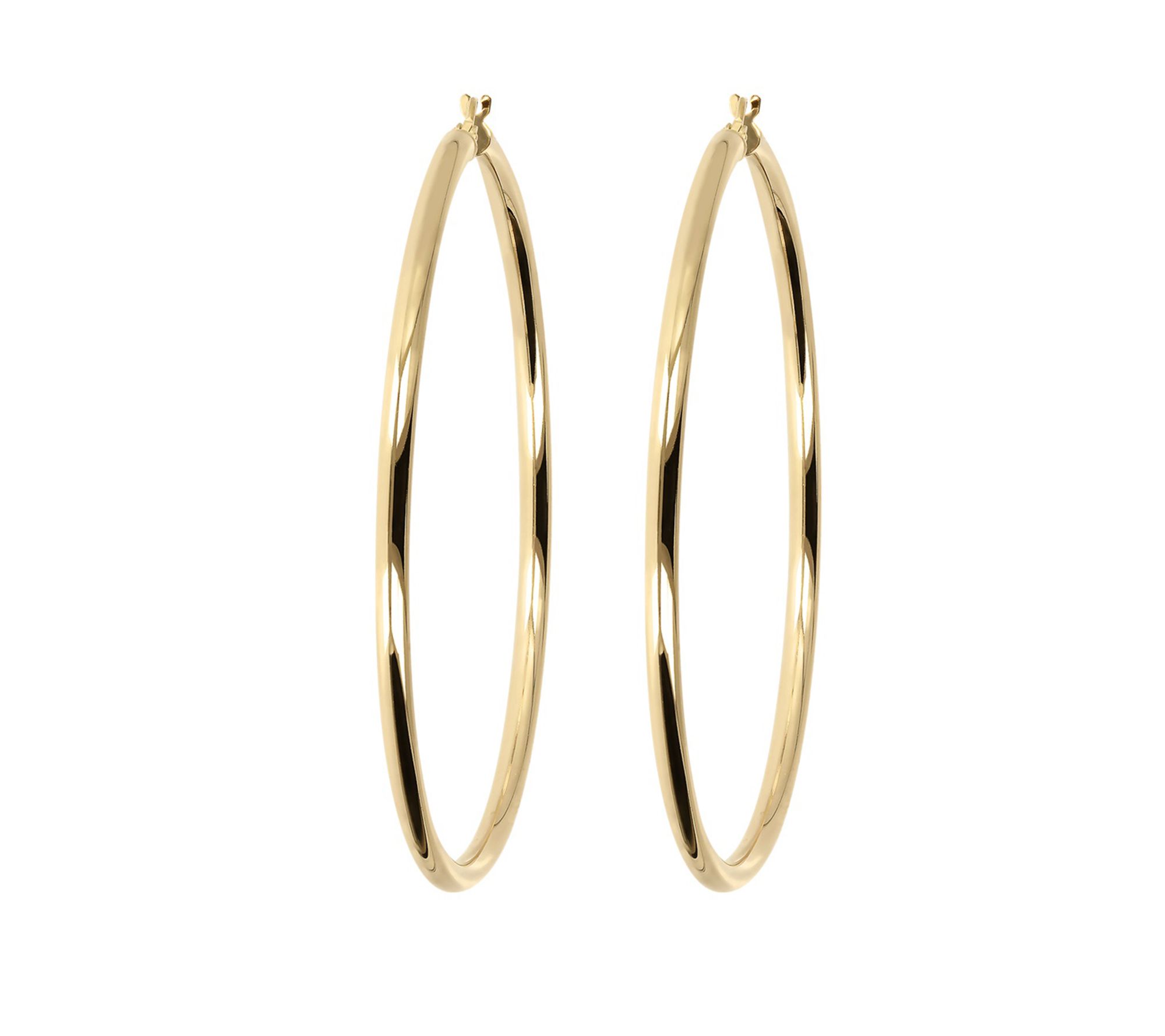 Italian Silver 2-1/2" Round Polished Hoop Earrings, Sterling