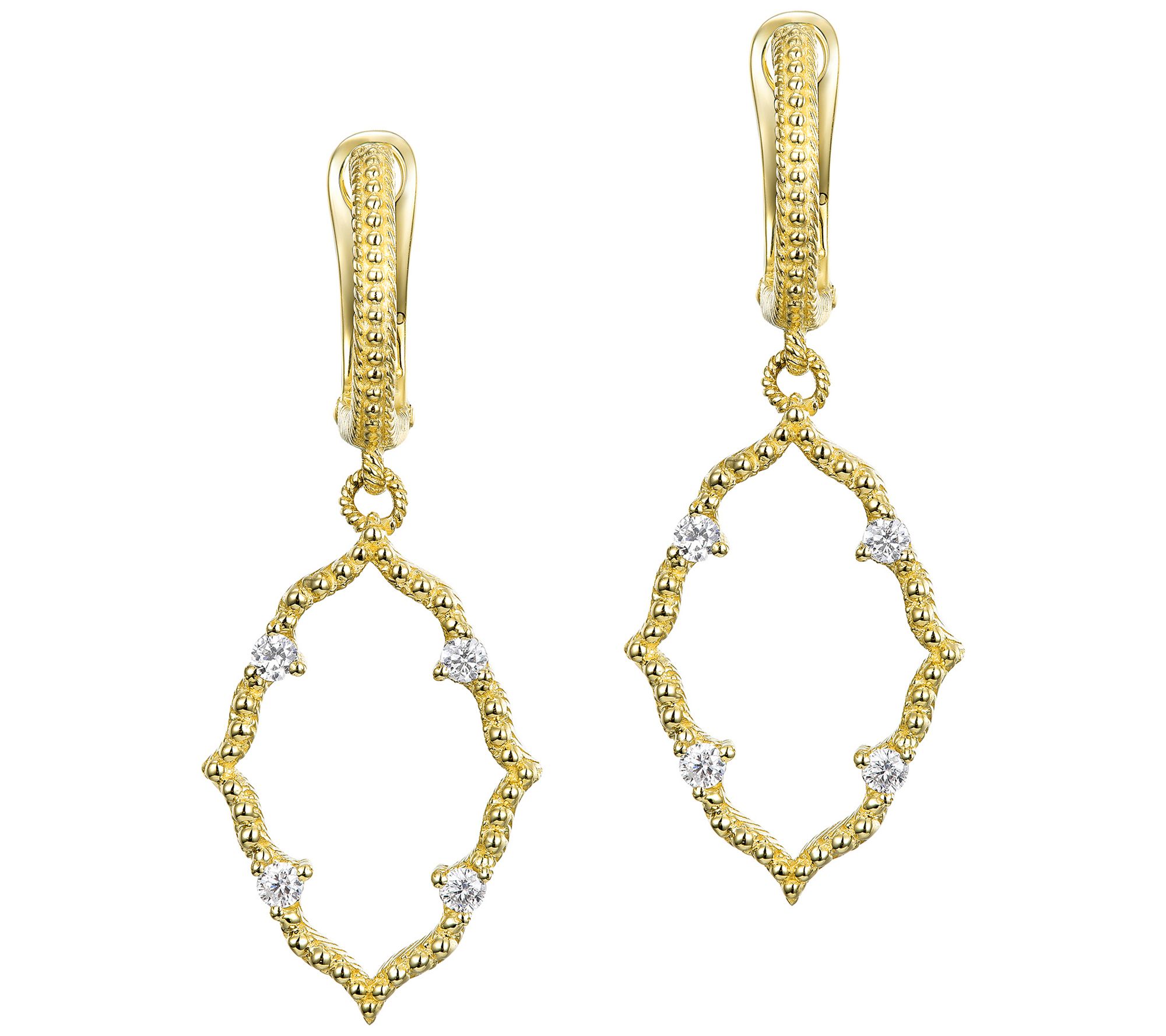 Judith Ripka 14K Gold Diamond Earrings - QVC.com