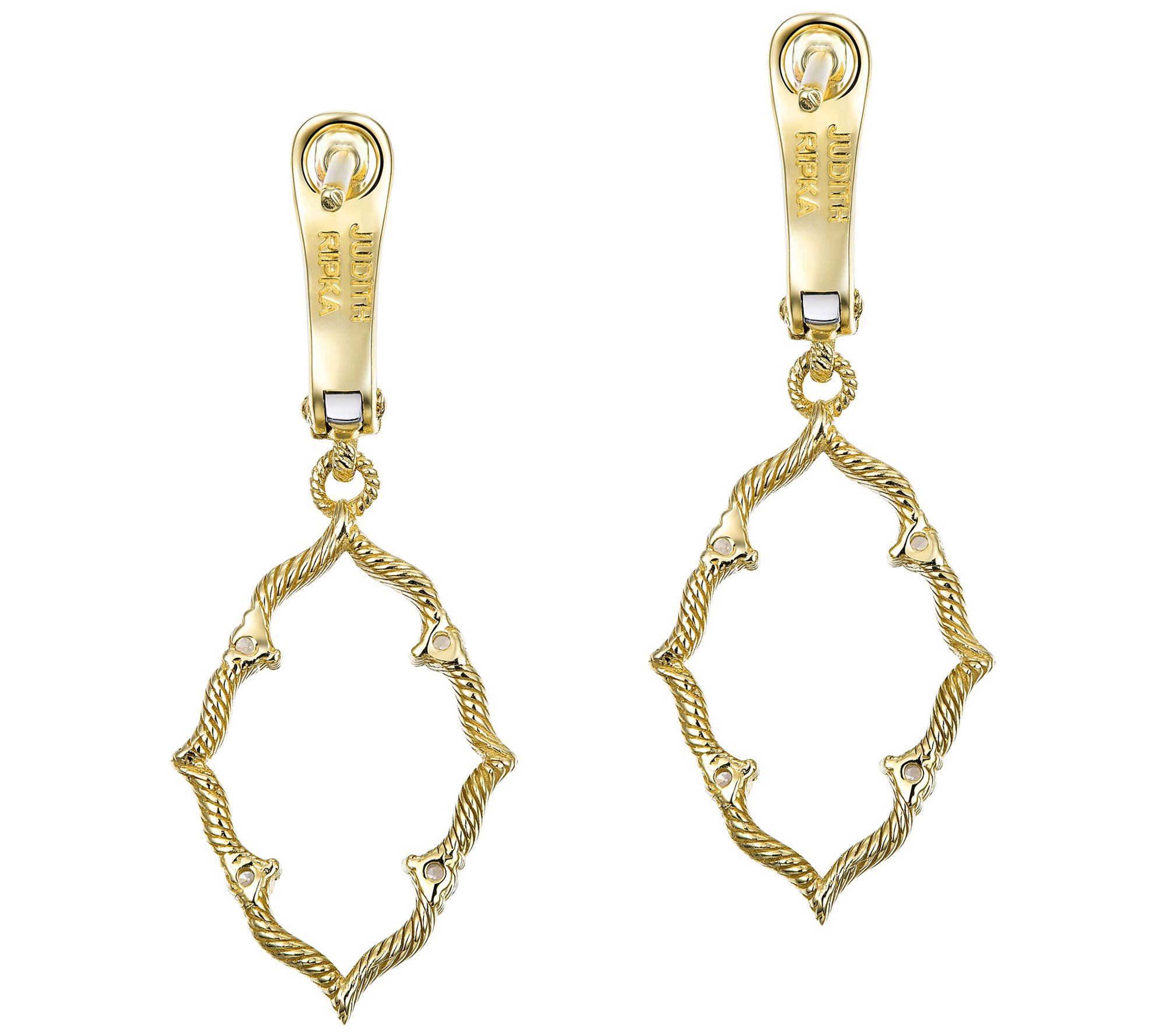 Judith Ripka 14K Gold Diamond Earrings - QVC.com