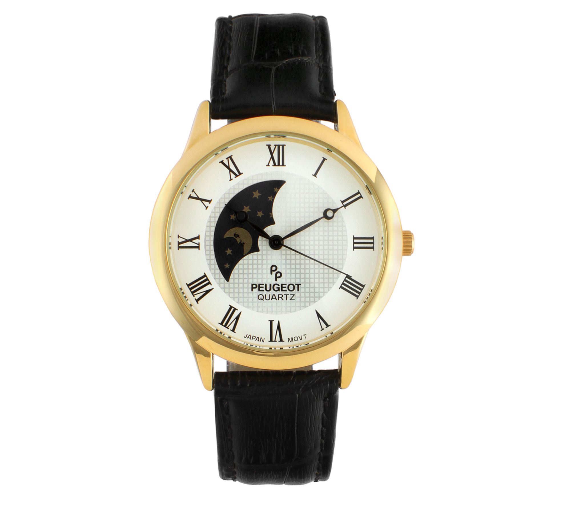 Peugeot Men's Goldtone Stainless Steel Sun MoonPhase Watch