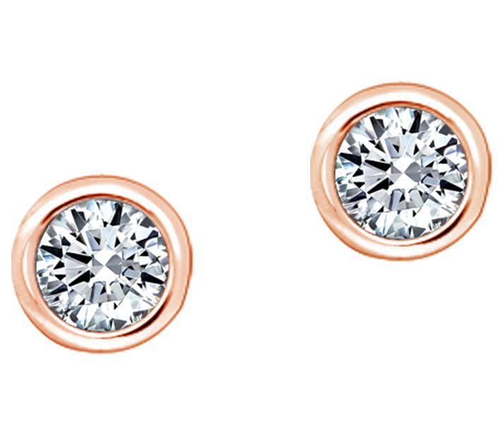 Diamonique Sterling 1.00 cttw Round Bezel-Set Stud Earrings