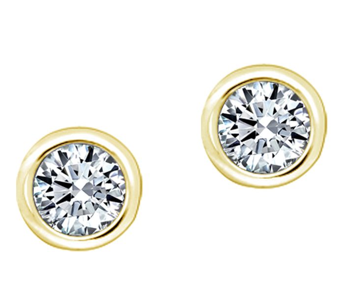 Diamonique Sterling 1.00 cttw Round Bezel-Set Stud Earrings