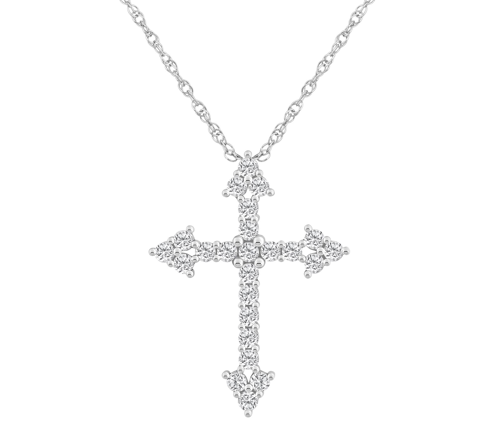 Affinity 0.75 cttw Diamond Pointed Cross Pendant w/ Chain, 14K