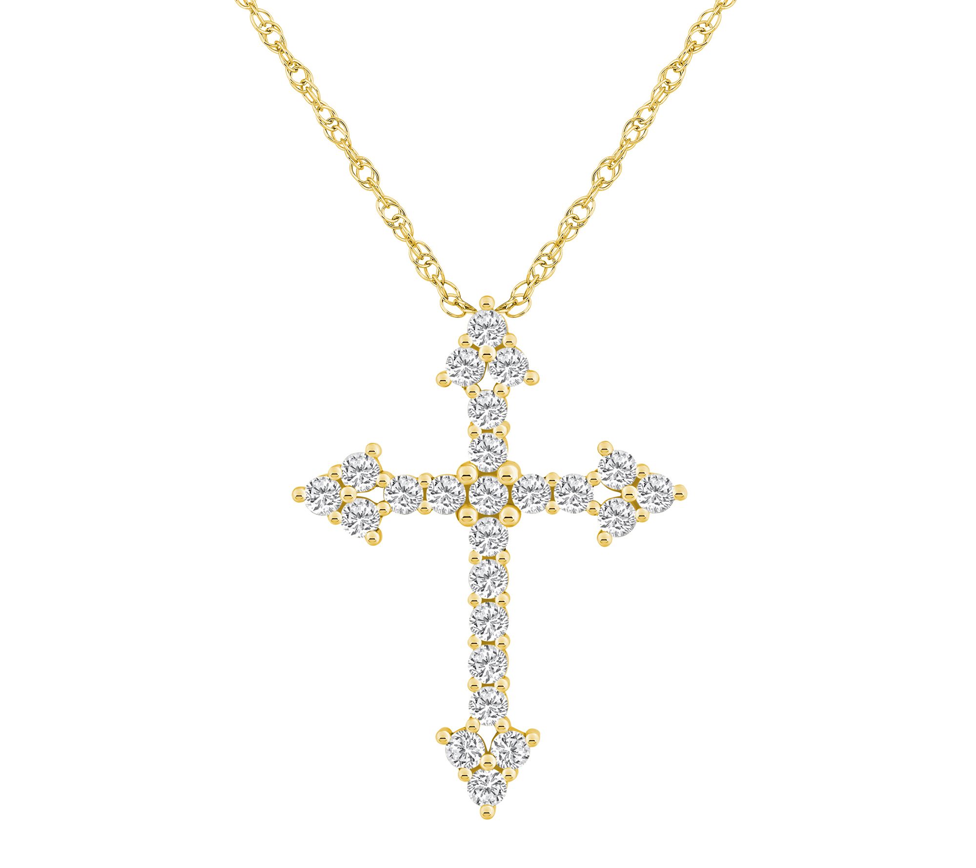 Affinity 0.75 cttw Diamond Pointed Cross Pendant w/ Chain, 14K