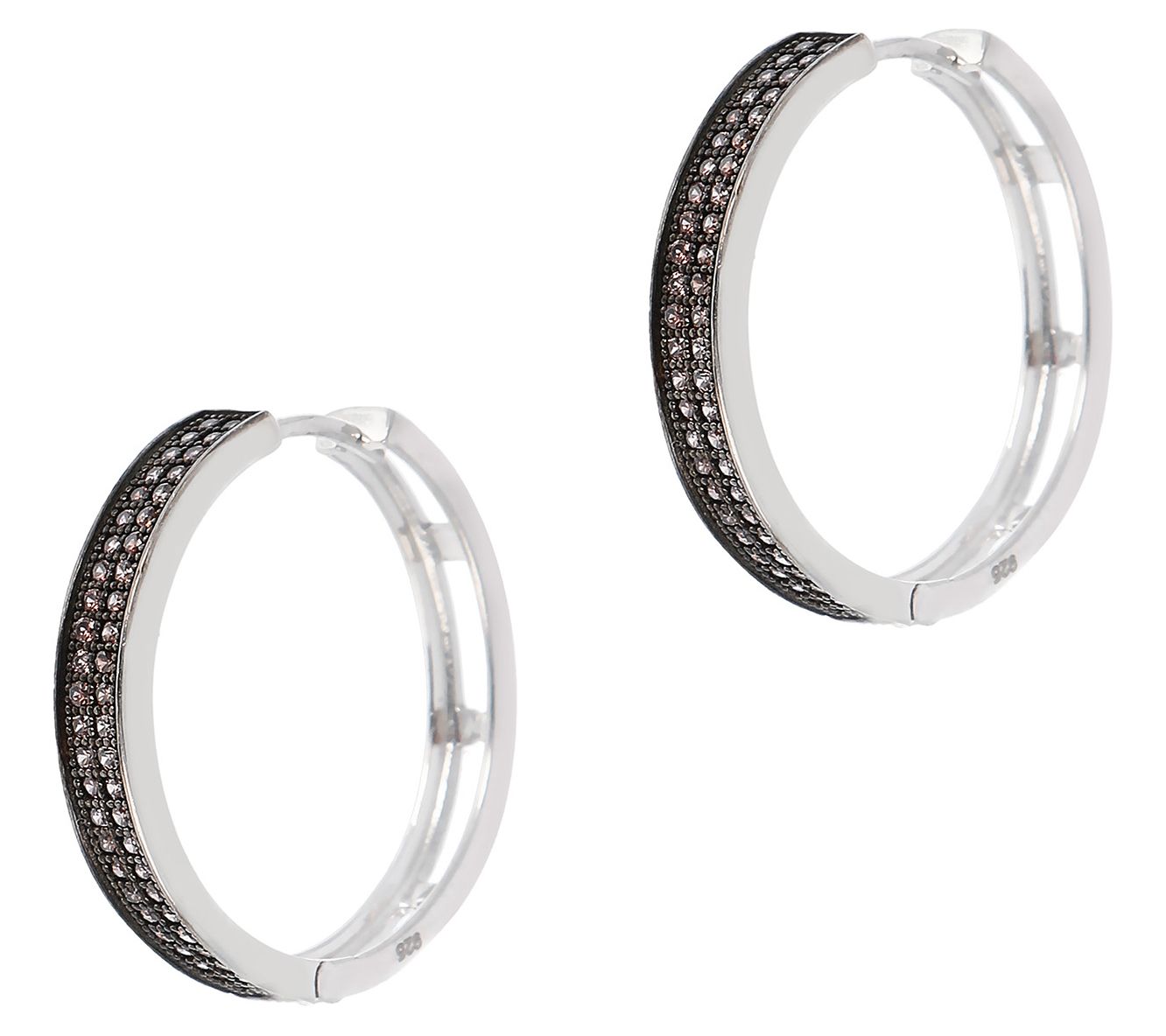 Mistero Sterling Silver Cubic Zirconia Round Hoop Earrings