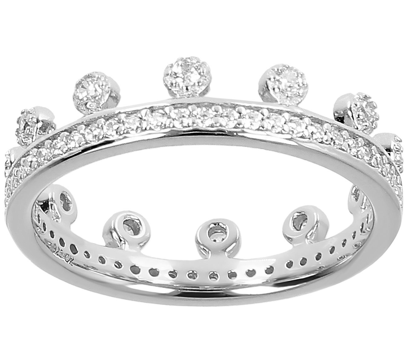 Diamonique 0.40 cttw Crown Ban d Ring, Sterlin g Silver