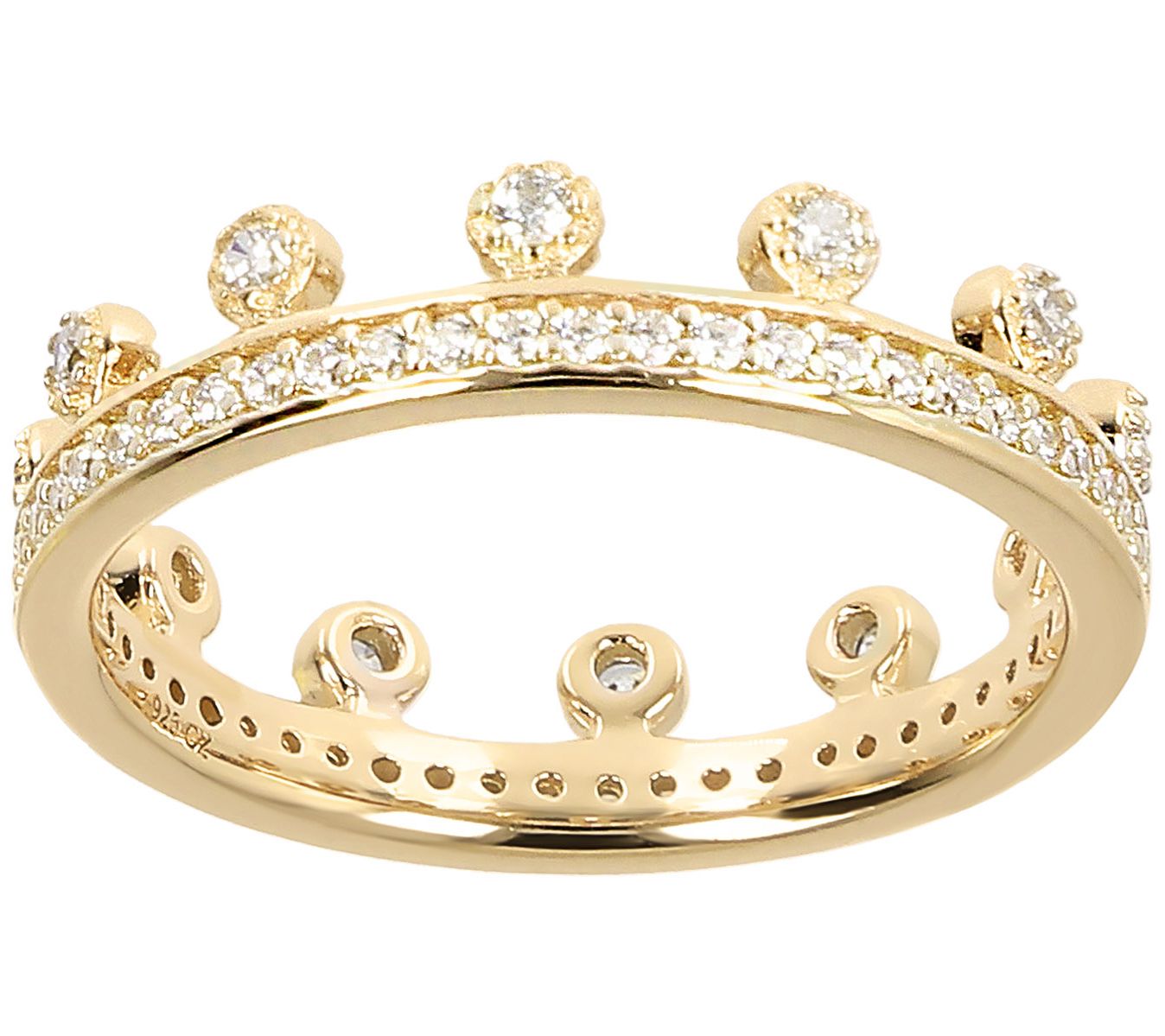 Diamonique 0.40 cttw Crown Ban d Ring, Sterlin g Silver