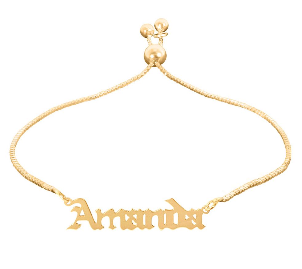 14K Gold Plated Personalized Adjustable Name Br acelet