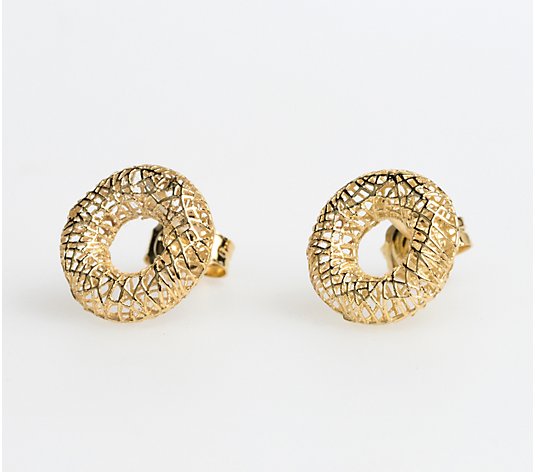 Alkeme 10K Gold Hollow Mesh Circle Stud Earrings