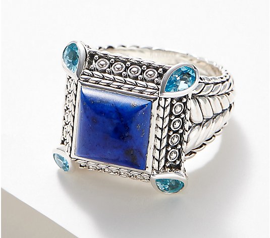 JAI Sterling Silver Deco Collection Gemstone Ring