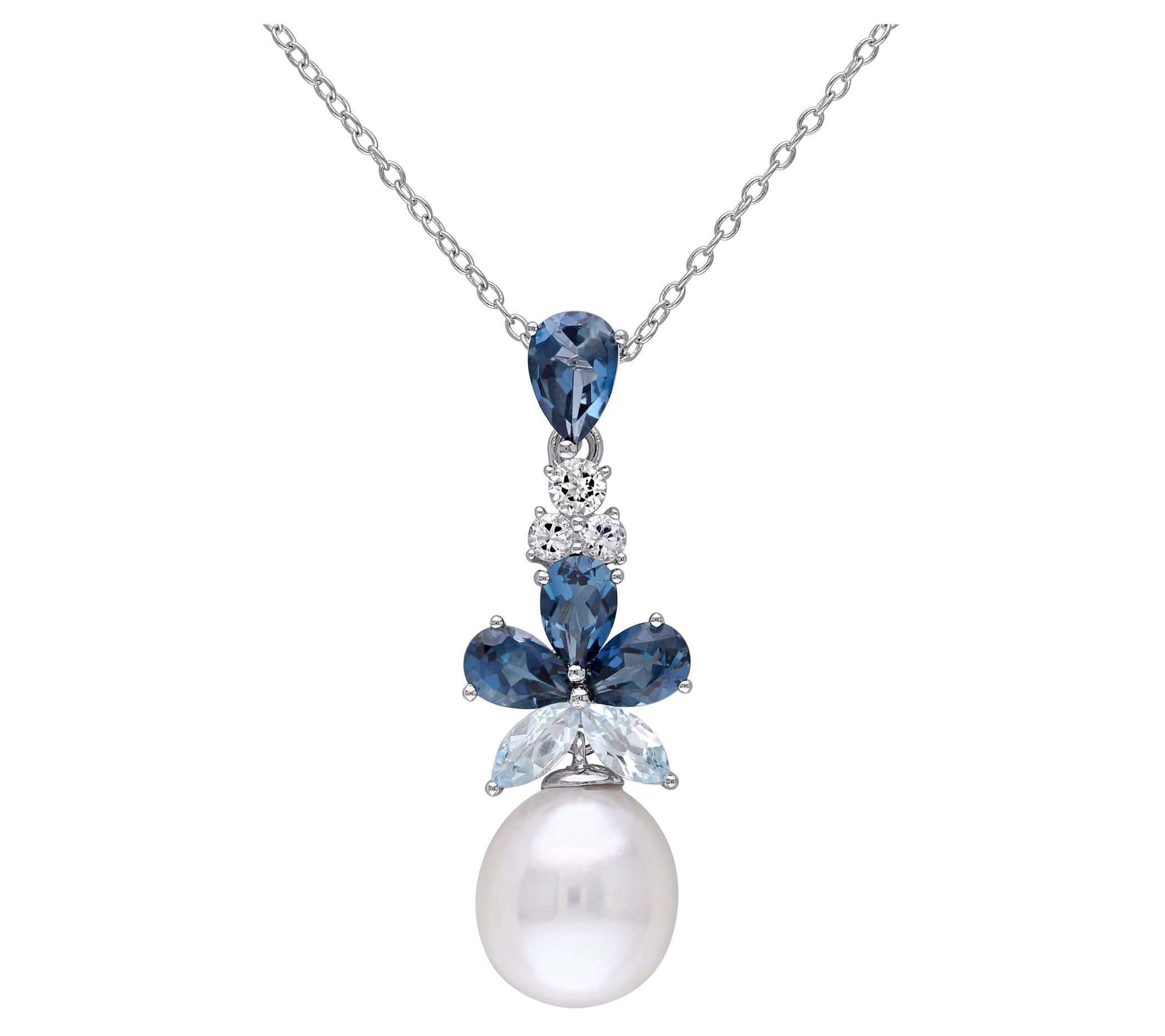 Affinity Cultured Pearl & Multi-Gemstone Necklace, Sterling