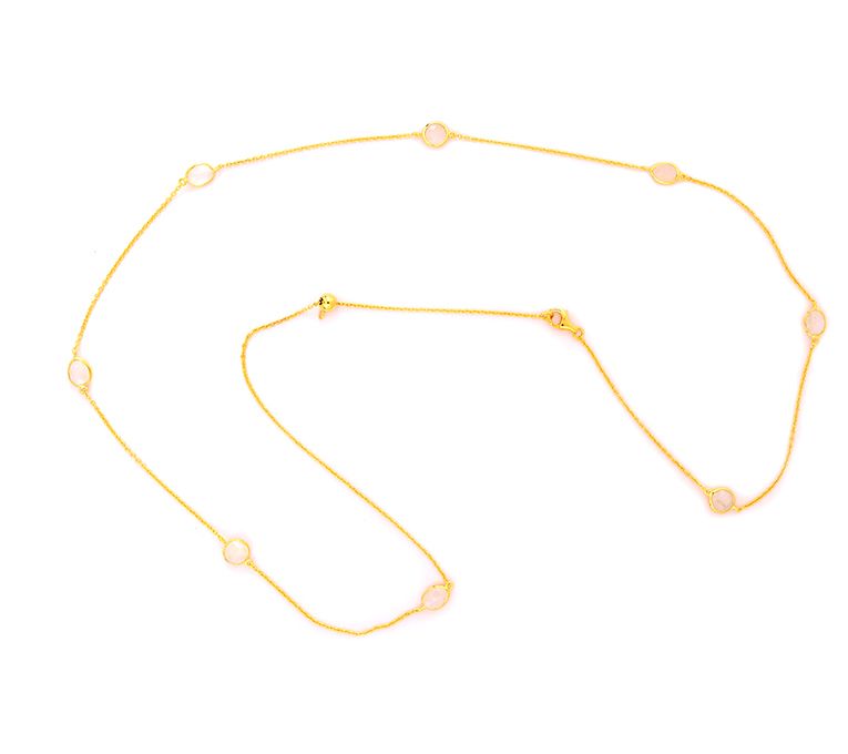 Affinity Gems Moonstone Station Necklace, 14K Gold Plated