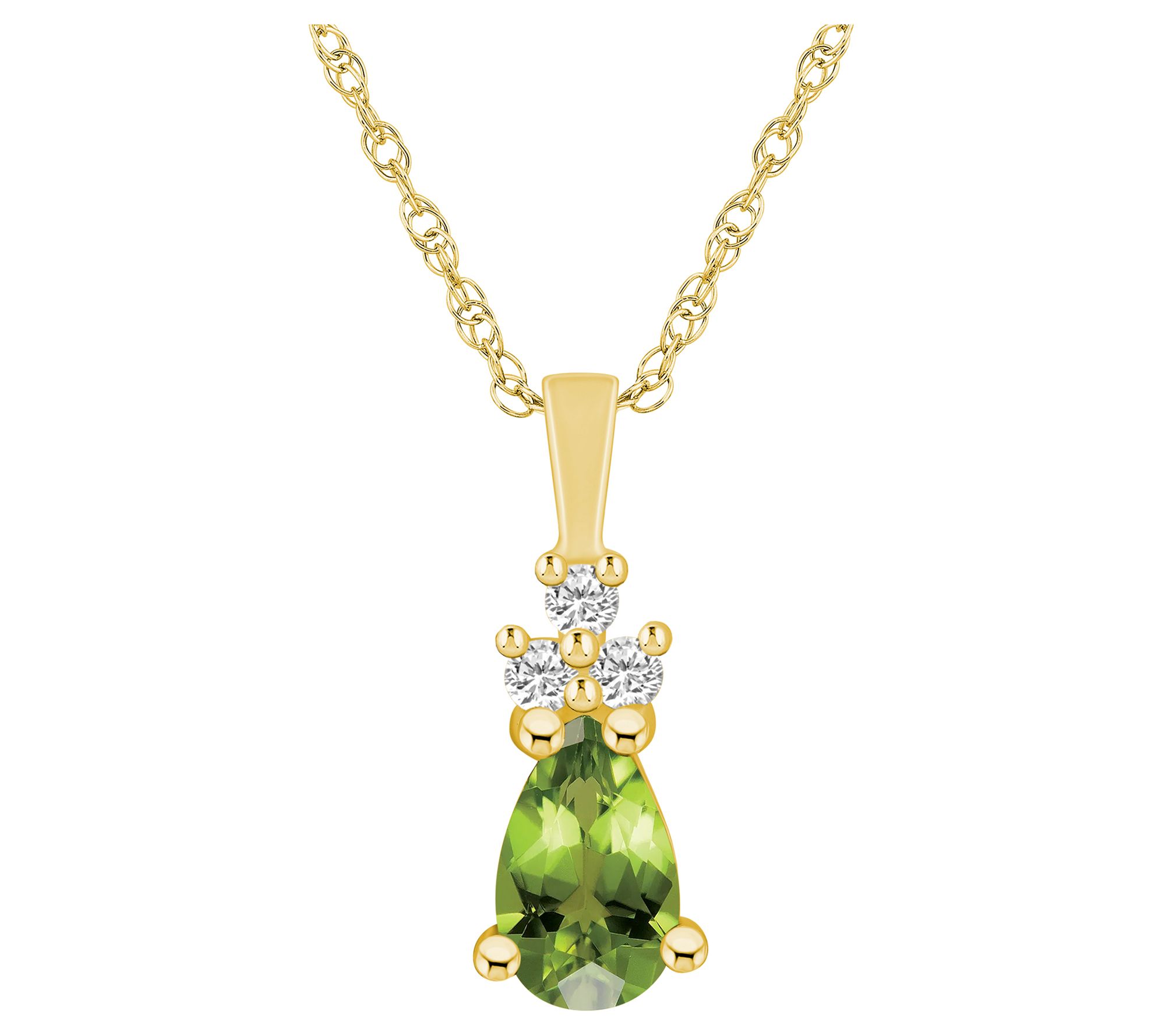 Affinity Gems Pear Gemstone & Diamond Pendant w/ Chain, 14K