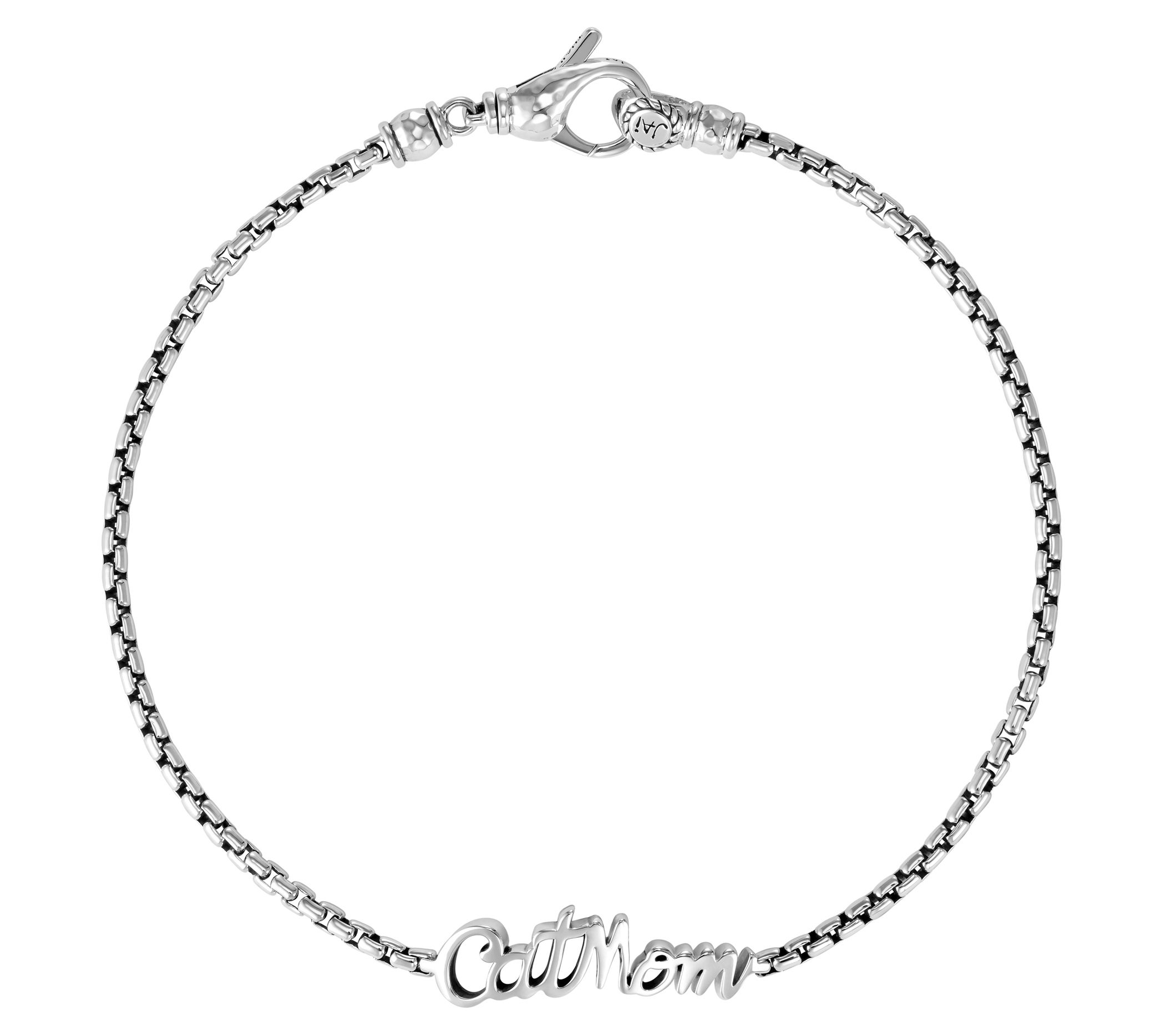 JAI Sterling Silver Cat Mom 2.7mm Box ChainAnkle Bracelet