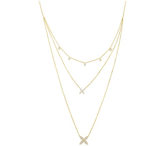 0.65 cttw Diamond Layered Necklace, Sterling Si lver