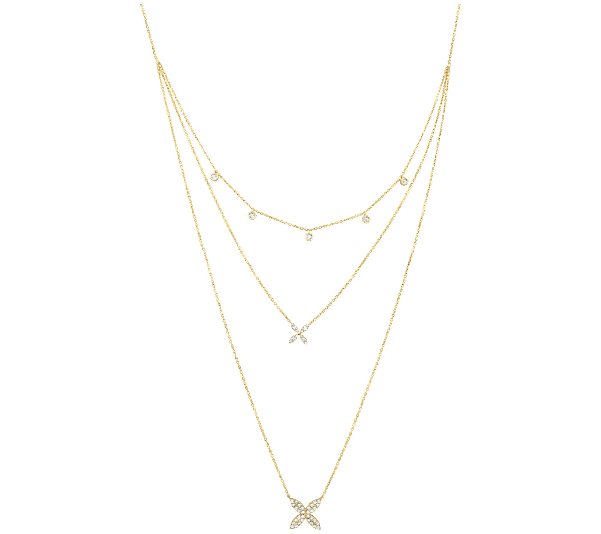 0.65 cttw Diamond Layered Necklace, Sterling Silver