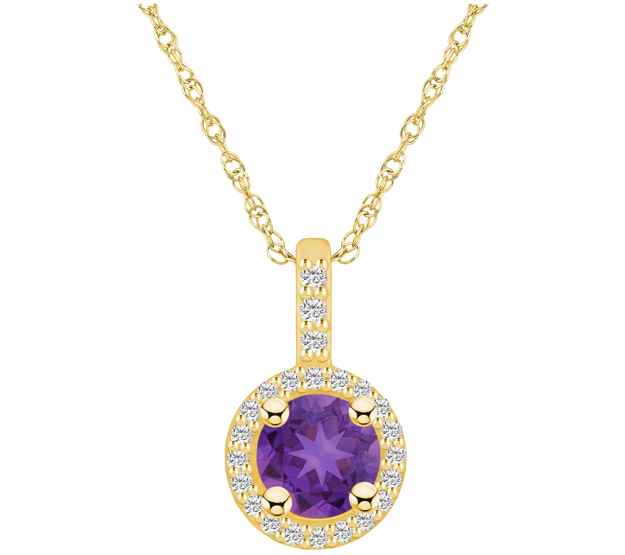 Affinity Round Gemstone & Diamond Pendant w/ Chin, 14K