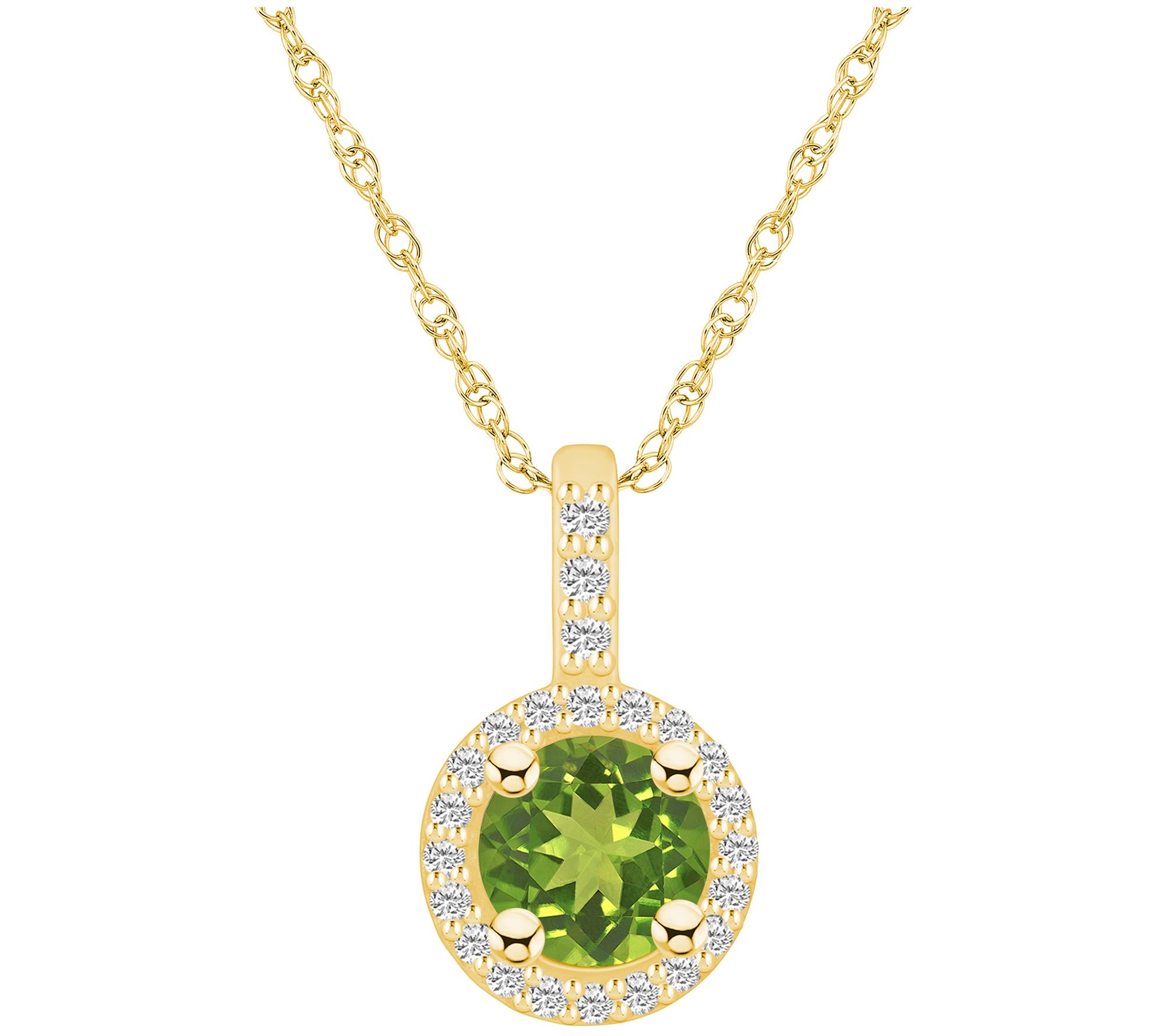 Affinity Round Gemstone & Diamond Pendant w/ Chin, 14K