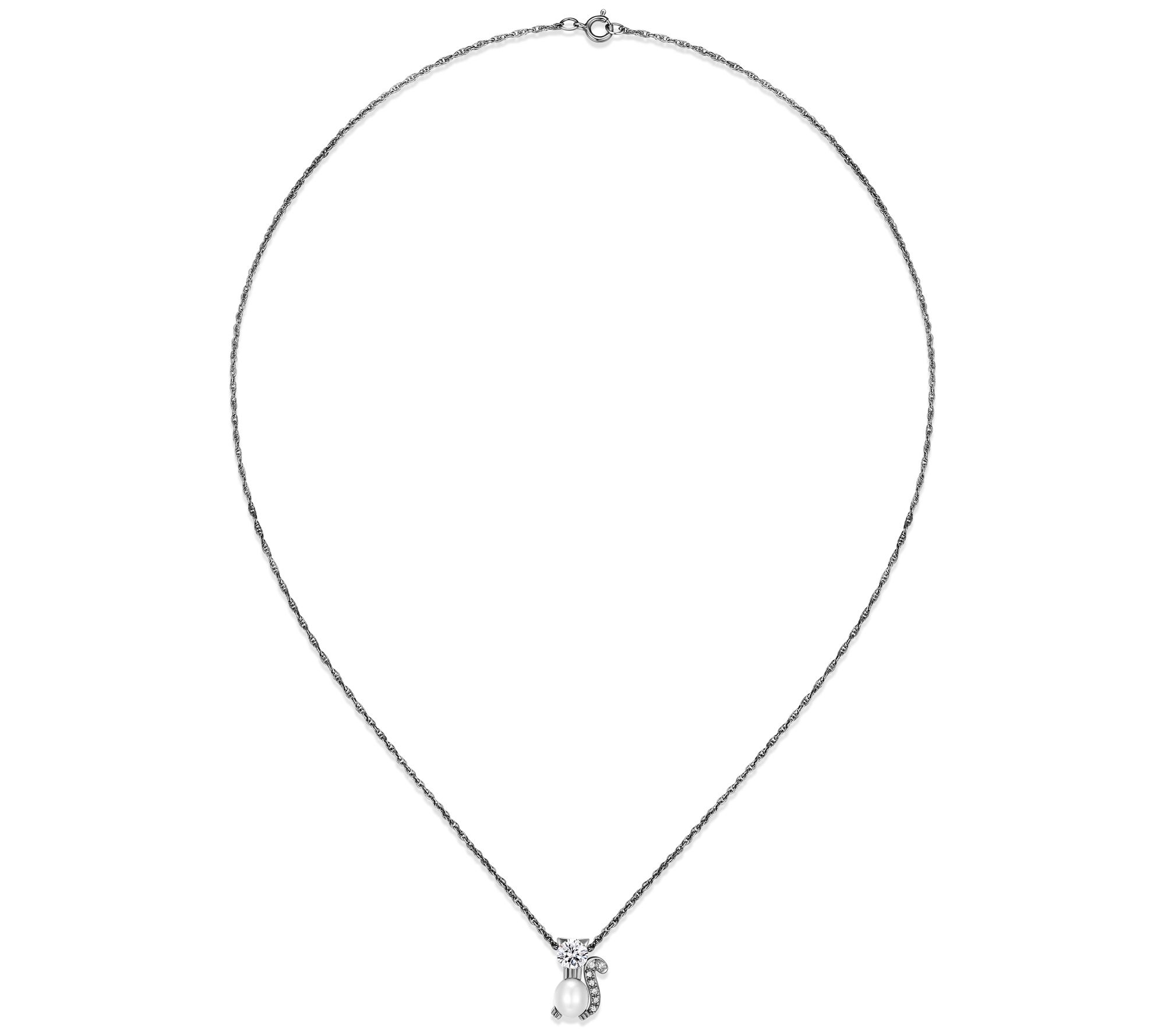 Affinity Cultured Pearl Cat Pendant w/ Chain, Sterling Silver - QVC.com