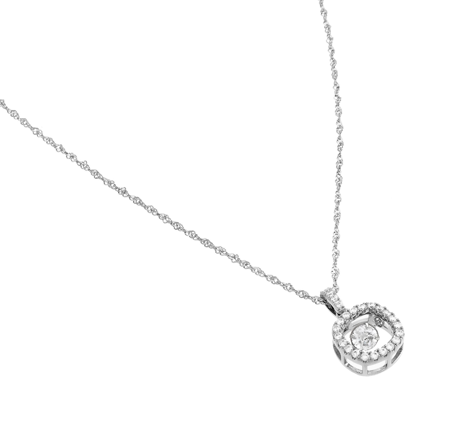 Diamonique 1.30 cttw Halo Pendant w/ Chain, Sterling - QVC.com