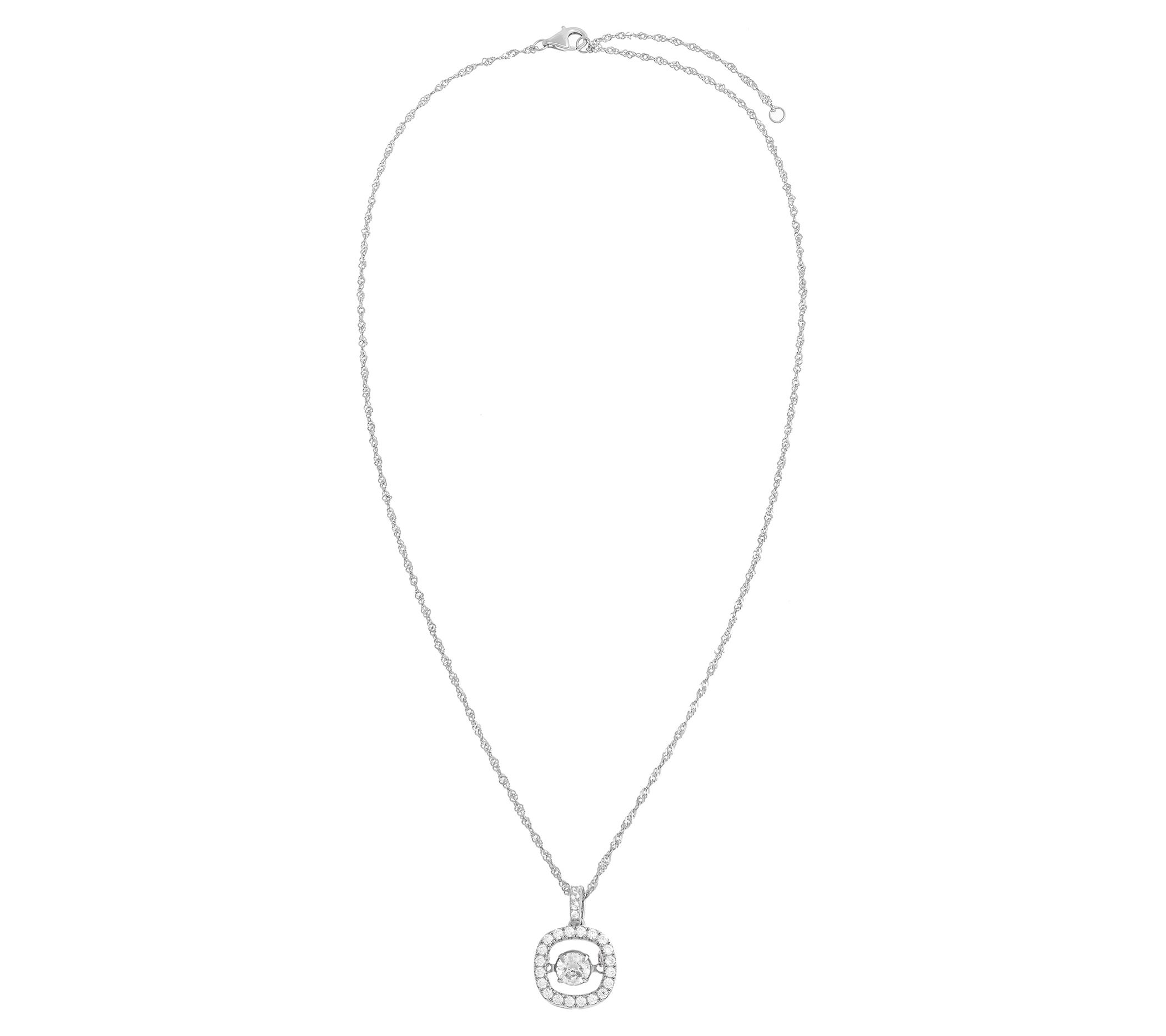 Diamonique 1.30 cttw Halo Pendant w/ Chain, Sterling - QVC.com