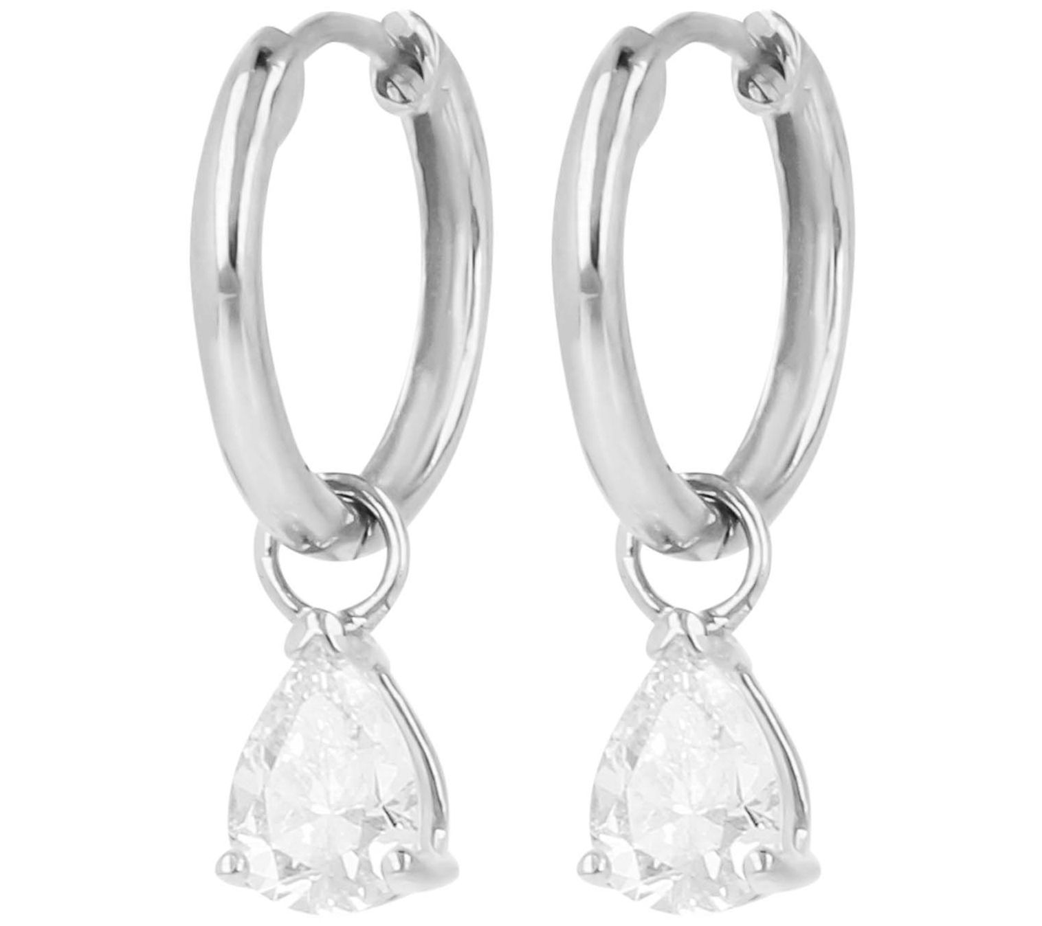 Diamonique 1.40 cttw Charm Hoop Earrings, Sterling Silver