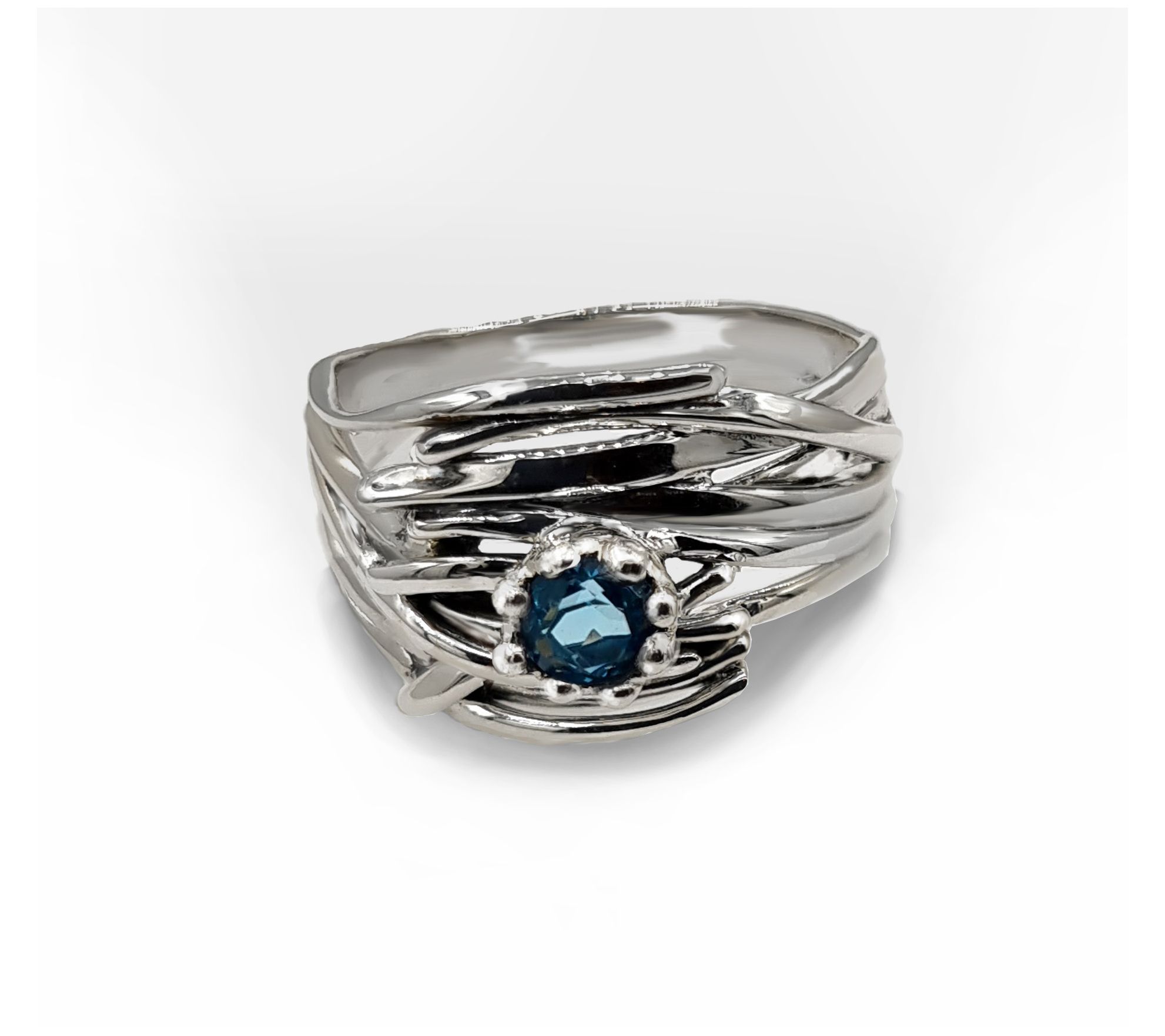 Hagit Sterling Silver and Gemstone Wave Ring.
