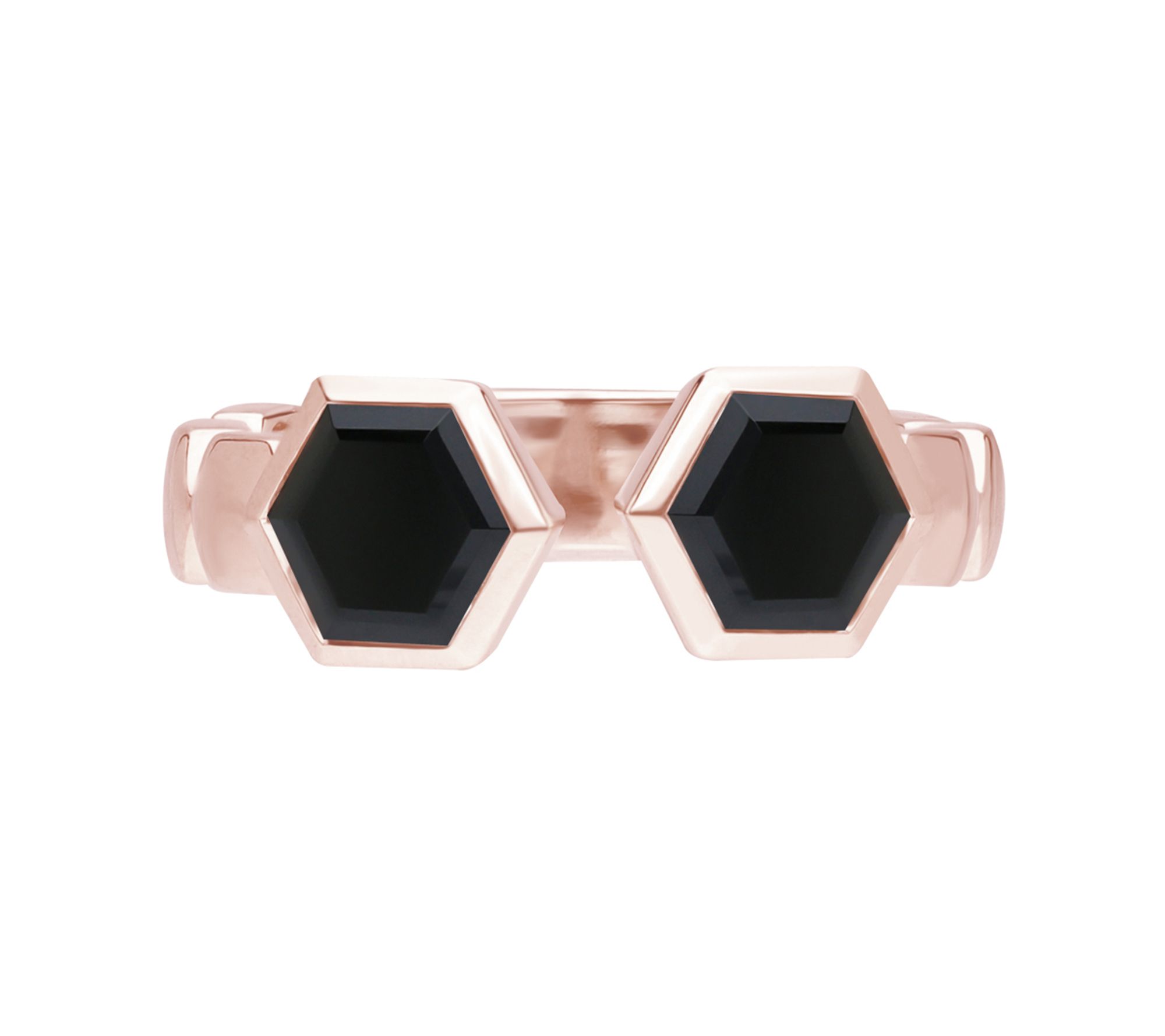Goddaughters 14K Rose Gold-Clad Onyx Hexagon Ring