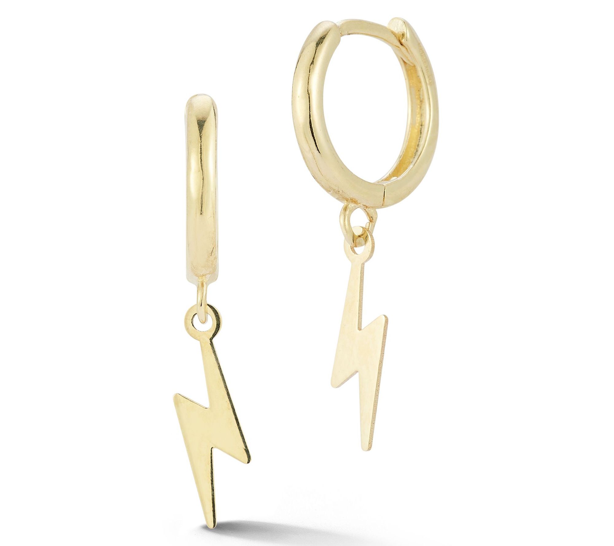 Luminosa Gold Lightning Charm Huggie Earrings, 14K