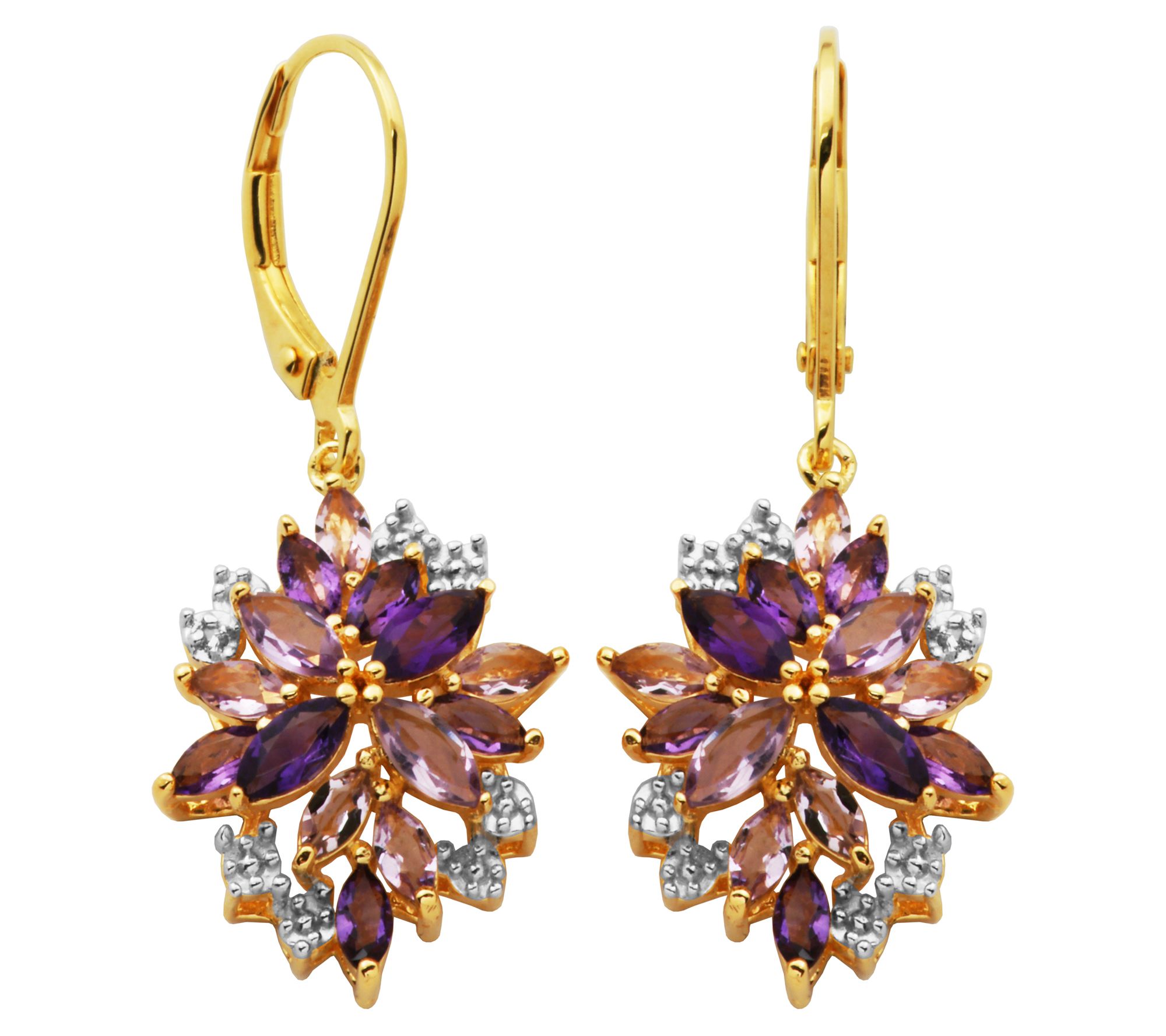  Affinity Gems Amethyst & Created Sapphire Ear-rings, 18K Plat
