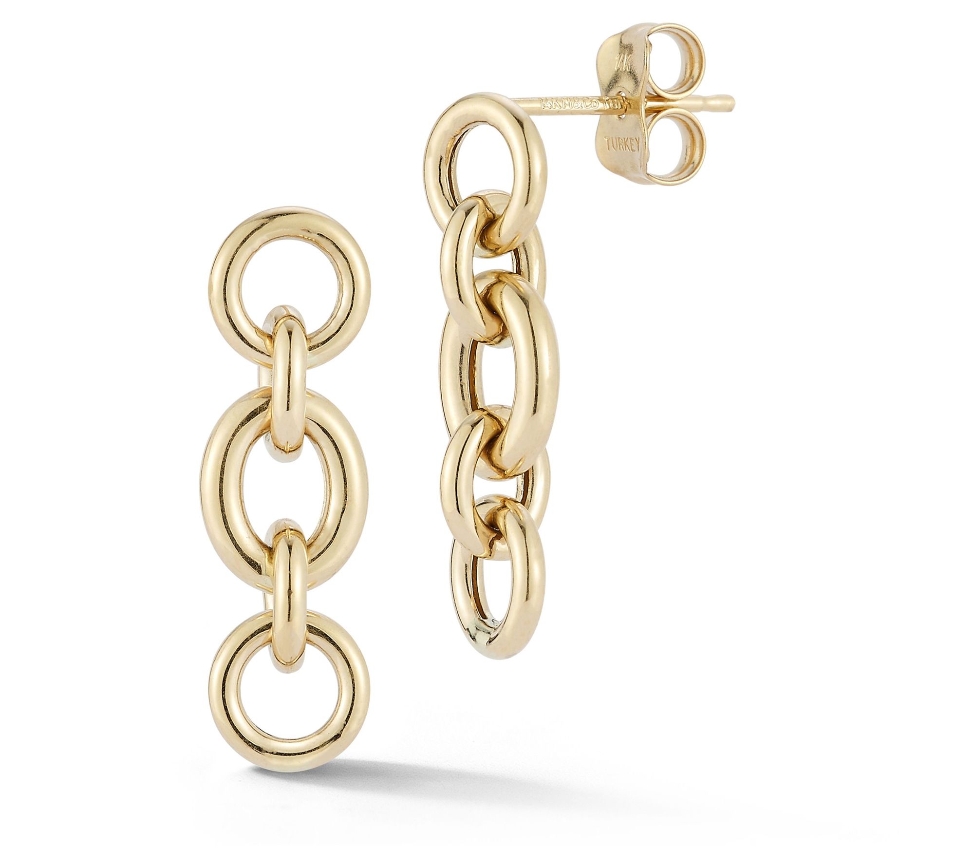 Luminosa Gold Rounded & Oval Link Drop Earrings, 14K