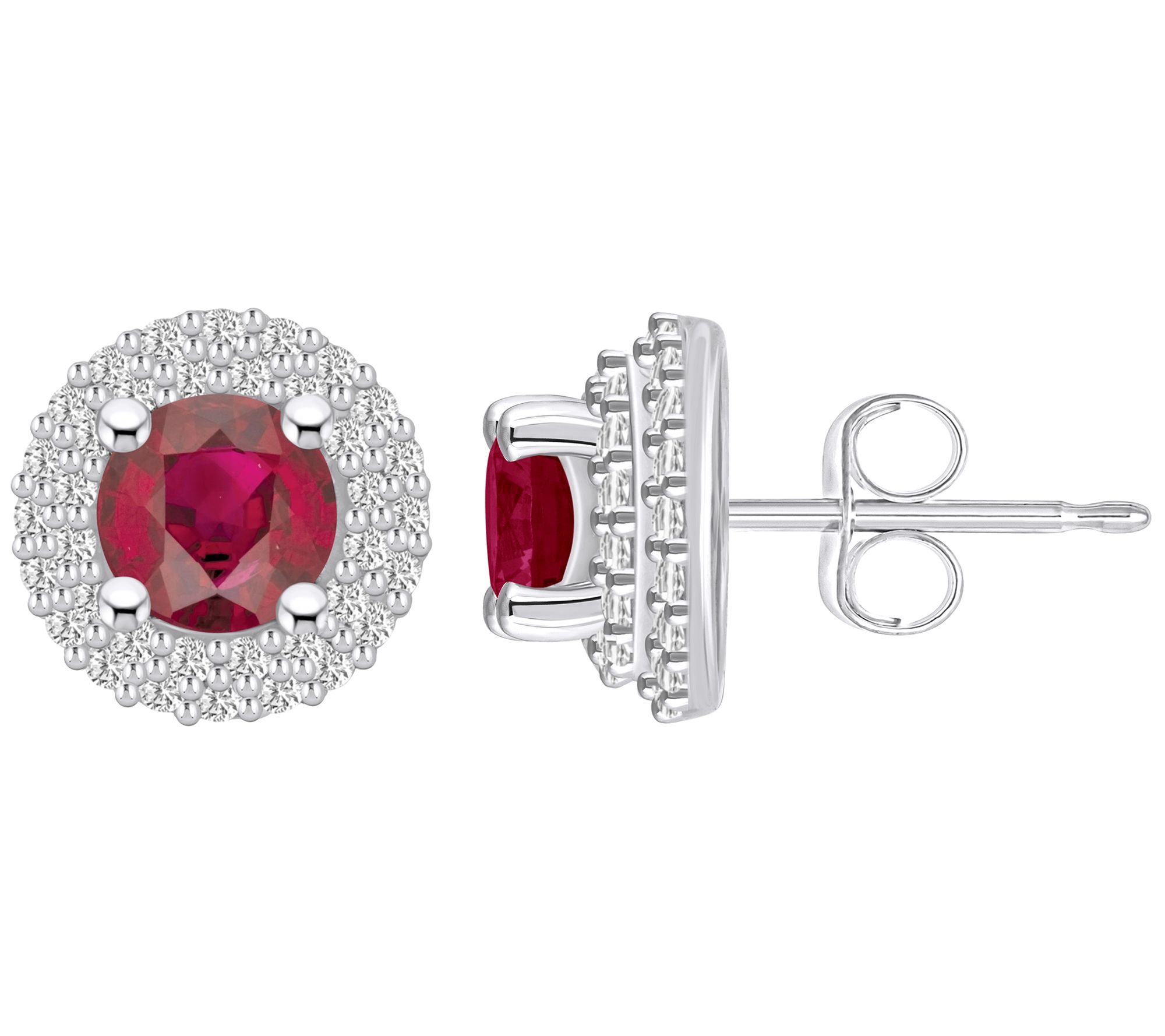 Affinity Gems Gemstone & Diamond Double Halo Earrings, 14K